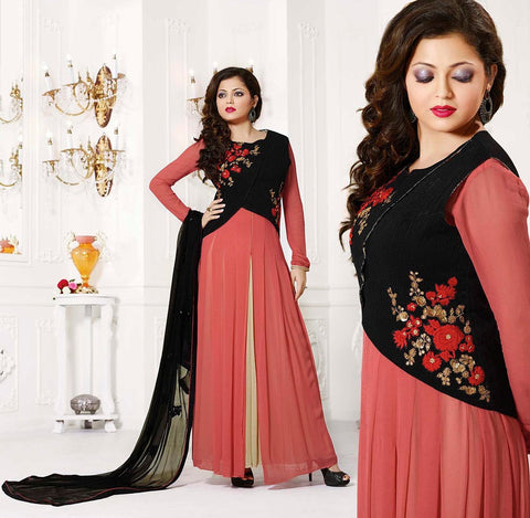 Black and Pink Color Designer georgette fabric salwar suit