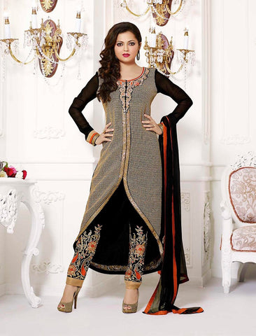 Black Color Designer georgette fabric salwar suit