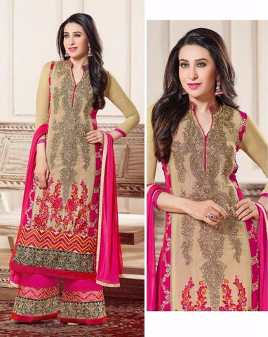 Karishma Kapoor In Beige And Pink Palazzo Suit
