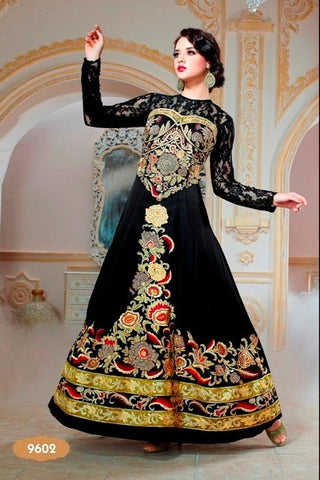 Black Color Evening Party Wear Gown - 9602