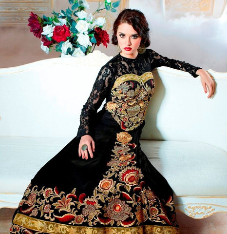 Black Color Evening Party Wear Gown - 9602