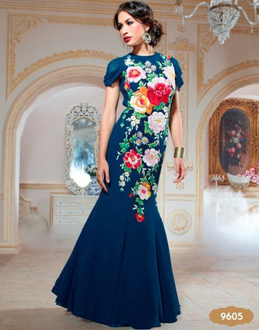 Evening Party Wear Emboridered Gown - 9605