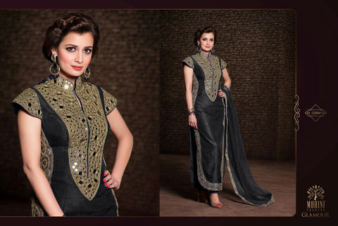 Diya Mirza Beautiful Black Banarasi Silk With Heavy Stone work Net Duppatta