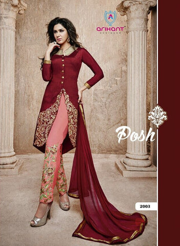 Heavy Neck Embroidered Plazzo Pant Style Salwar Suit