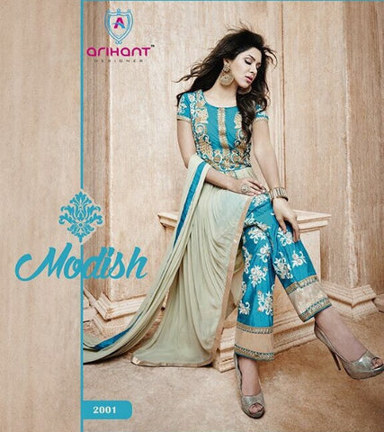 Heavy Neck Embroidered Plazzo Pant Style Salwar Suit