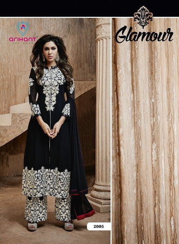 Heavy Neck Embroidered Plazzo Pant Style Salwar Suit