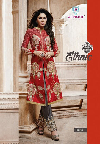 Heavy Neck Embroidered Plazzo Pant Style Salwar Suit