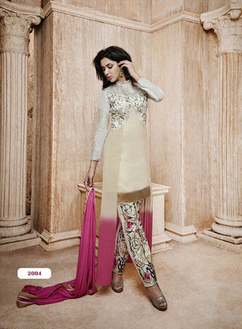 Heavy Neck Embroidered Plazzo Pant Style Salwar Suit