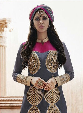 Heavy Neck Embroidered Plazzo Pant Style Salwar Suit