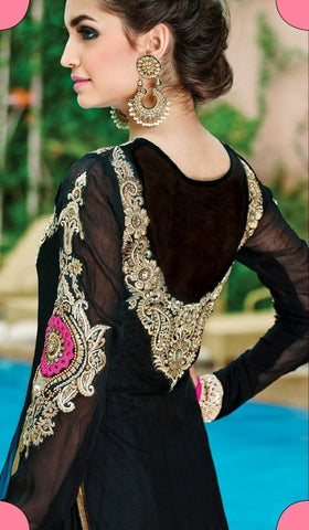 Black And Pink Floor Length Anarkali Suit