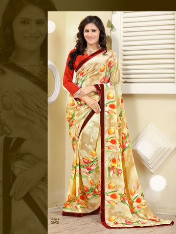 Beige Weightless Printed Saree