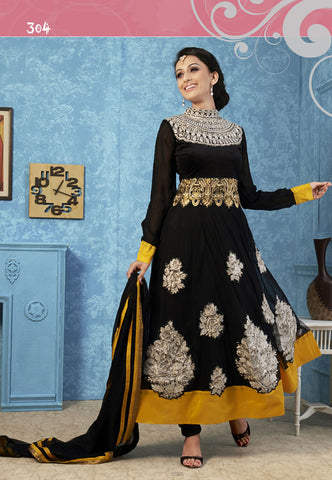 Black net anarkali suit with dupatta