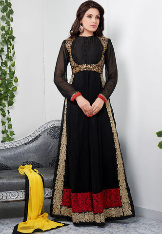 Glamorous Black Color Full Length Anarkali Suit