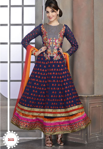 Luscious Navy Blue Color Wedding Wear Designer Anarkali Suit