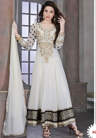 Unique White Color Wedding Wear Designer Anarkali Suit