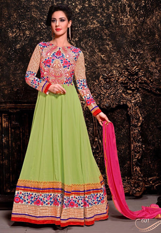 Stylish Green Color  Designer Wedding Wear Anarkali Suit