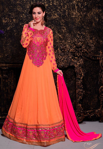 Alluring Orange Color Designer Wedding Wear Anarkali Suit