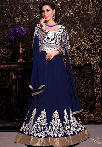 Aesthetic Blue Color  Designer Wedding Wear Anarkali Suit