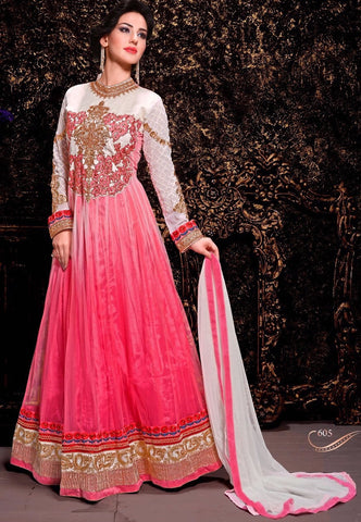 Scintillating Pink Color  Designer Wedding Wear Anarkali Suit