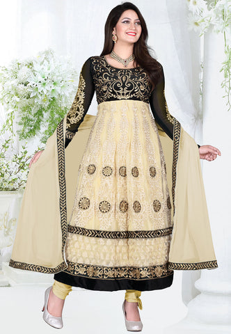 Ethnic Beige Color Net Designer Anarkali Suit