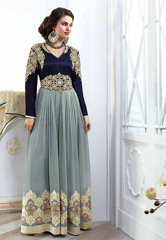 Ethnic Gray Color Designer Party Wear Anarkali Suit