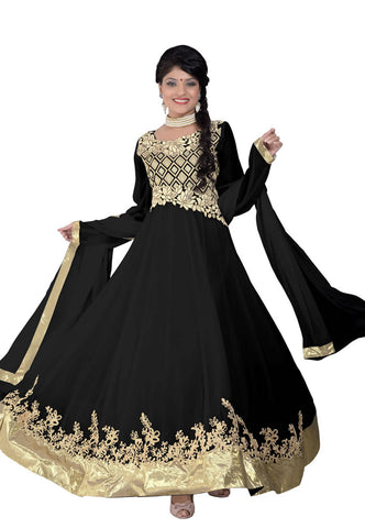 Alluring Black Color Wedding Wear Designer Long Length Anarkali