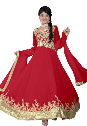 Flamboyant Red Color Wedding Wear Designer Long Length Anarkali
