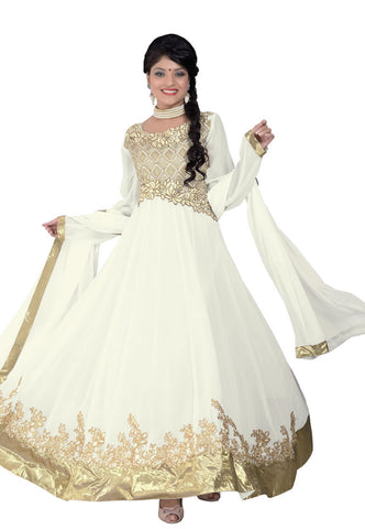 Lush White Color Wedding Wear Designer Long Length Anarkali