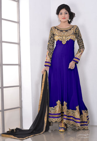 Fancy Blue Color Wedding Wear Designer Long Length Anarkali