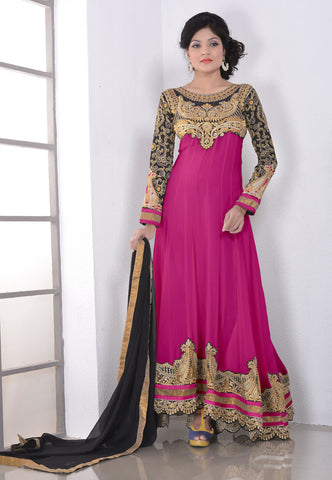 Sparkling Pink Color Wedding Wear Designer Long Length Anarkali