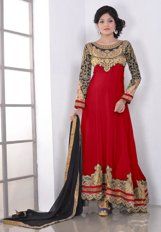 Majesty Red Color Wedding Wear Designer Long Length Anarkali