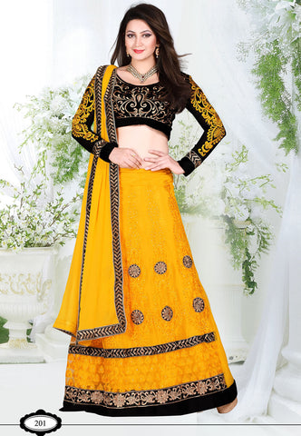 Yellow Color Net Designer Lehenga Choli