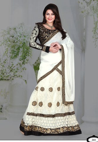 Cream Color Net Designer Lehenga Choli