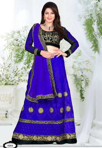 Blue Color Net Designer Lehenga Choli