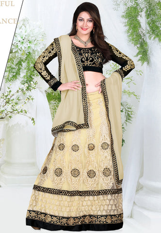 Beige Color Net Designer Lehenga Choli