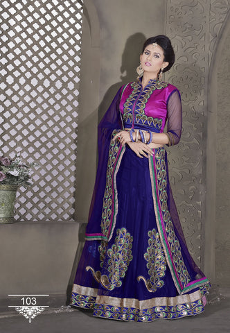 Chic Navy Blue Color Wedding Wear Designer Lehenga Choli