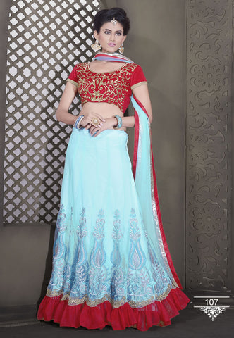 Plushy Sky Blue Color Wedding Wear Designer Lehenga Choli