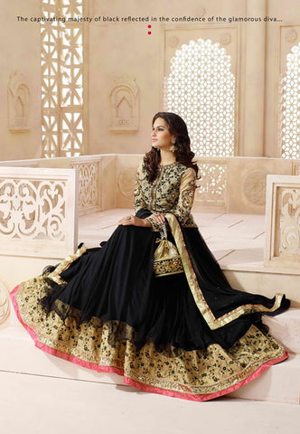 Trendy Black Color Wedding Wear Designer Anarkali Suit