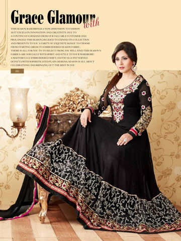Stylis Fancy Black With Full Embriodered Anarkali Salwar Suit