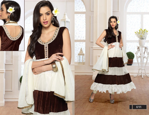 Latest Designer White & Brown Anarkali Suits