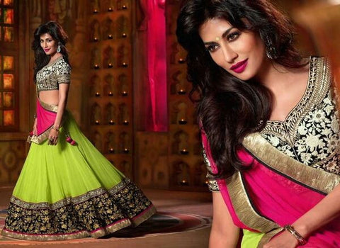 Pink And Green Lehenga Choli